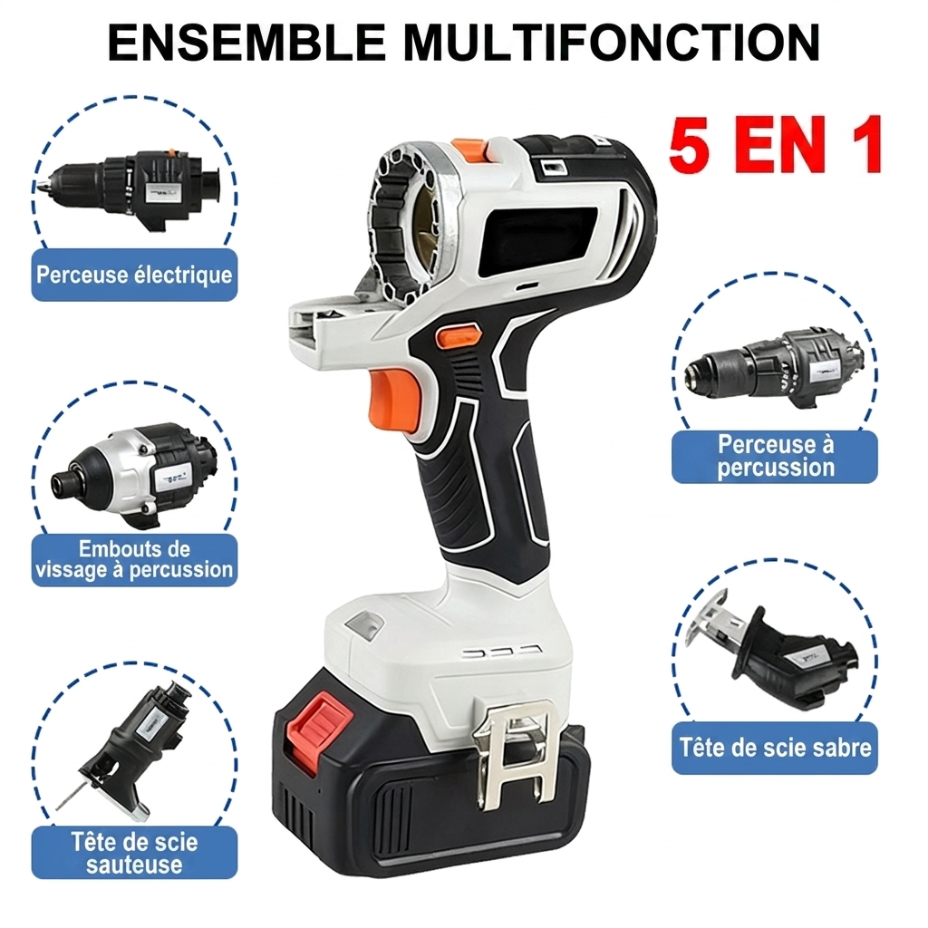 Kit d’Outils Électriques Multifonction 10-en-1 – Tout-en-Un pour le Bricolage